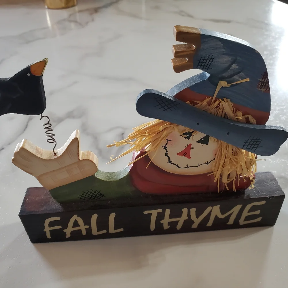 Fall THYME Scarecrow Wood Sign
